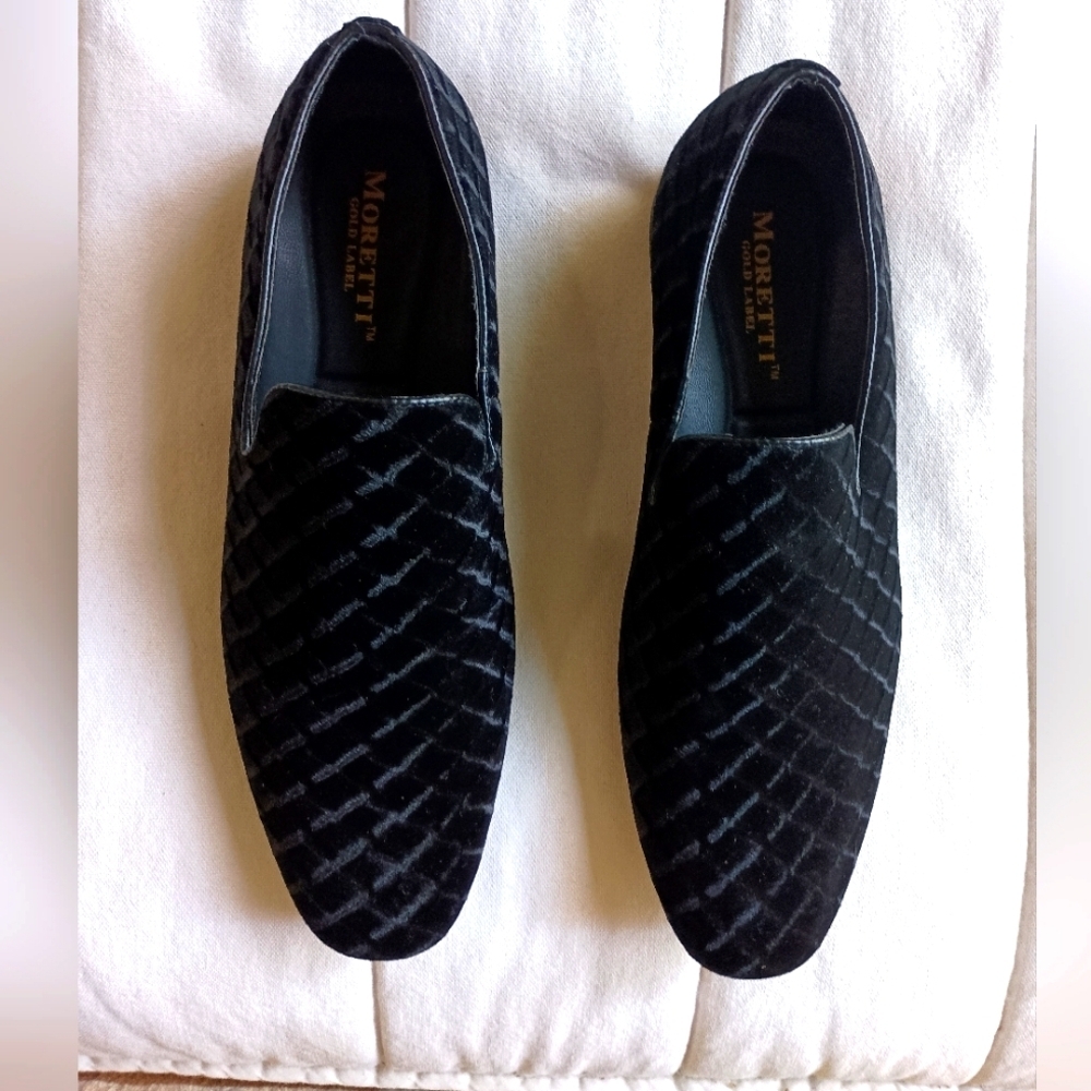 Moretti Gold Label Black Men's black Velvet Loafers_9